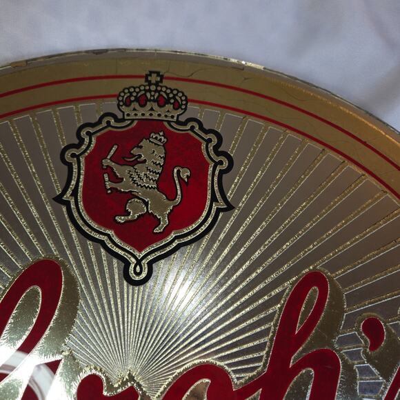 Vintage Stroh's Beer Oval Wall Mirror 20" x 17" Gold Red Lion Shield - Picture 12 of 16